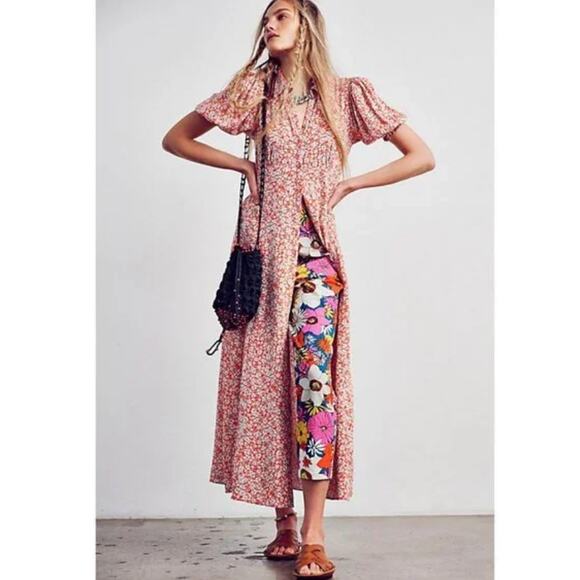 Free People Tessa Tapered Floral Trousers Multicolor Size 4 NEW - Picture 2 of 11